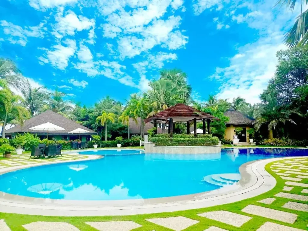 pool view with the hotel 