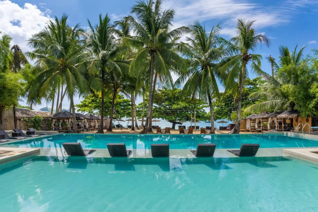 pool with the coconut tree